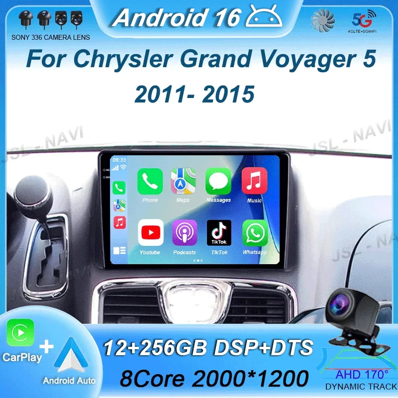 

Android 16 For Chrysler Grand Voyager 5 2011 - 2015 For Dodge Grand Caravan 2008-2020 Car Radio Player Multimedia GPS carplay