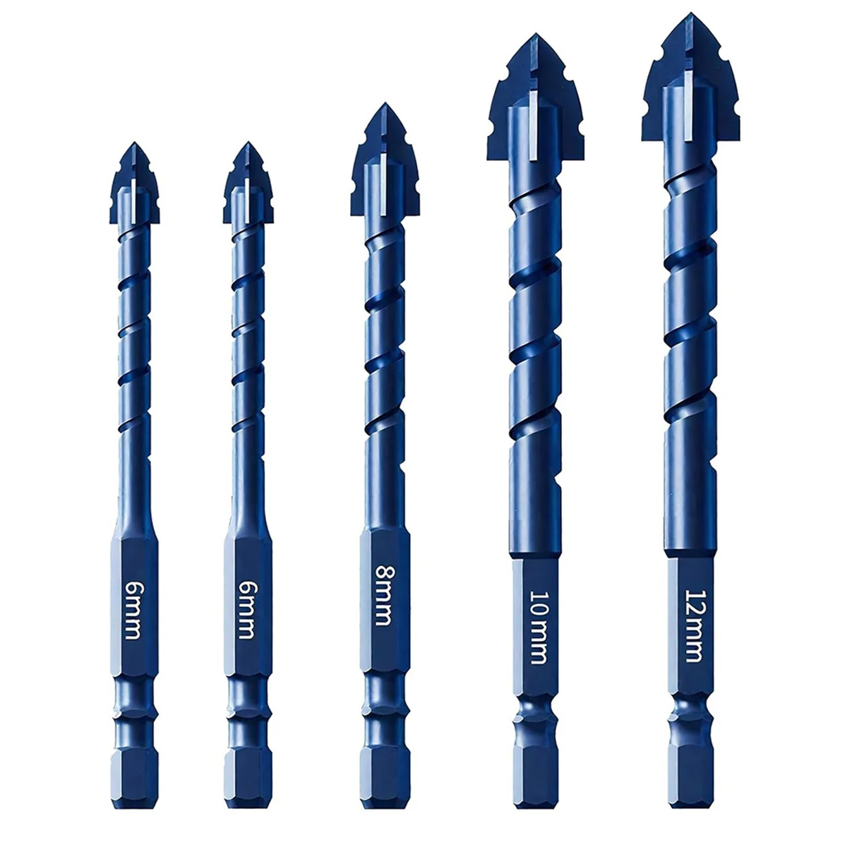 AA25 Professional Carbide Tipped Masonry Drill Bit Set 5PCS - Ideal for Tile, Glass, Brick, Wood, and Plastic