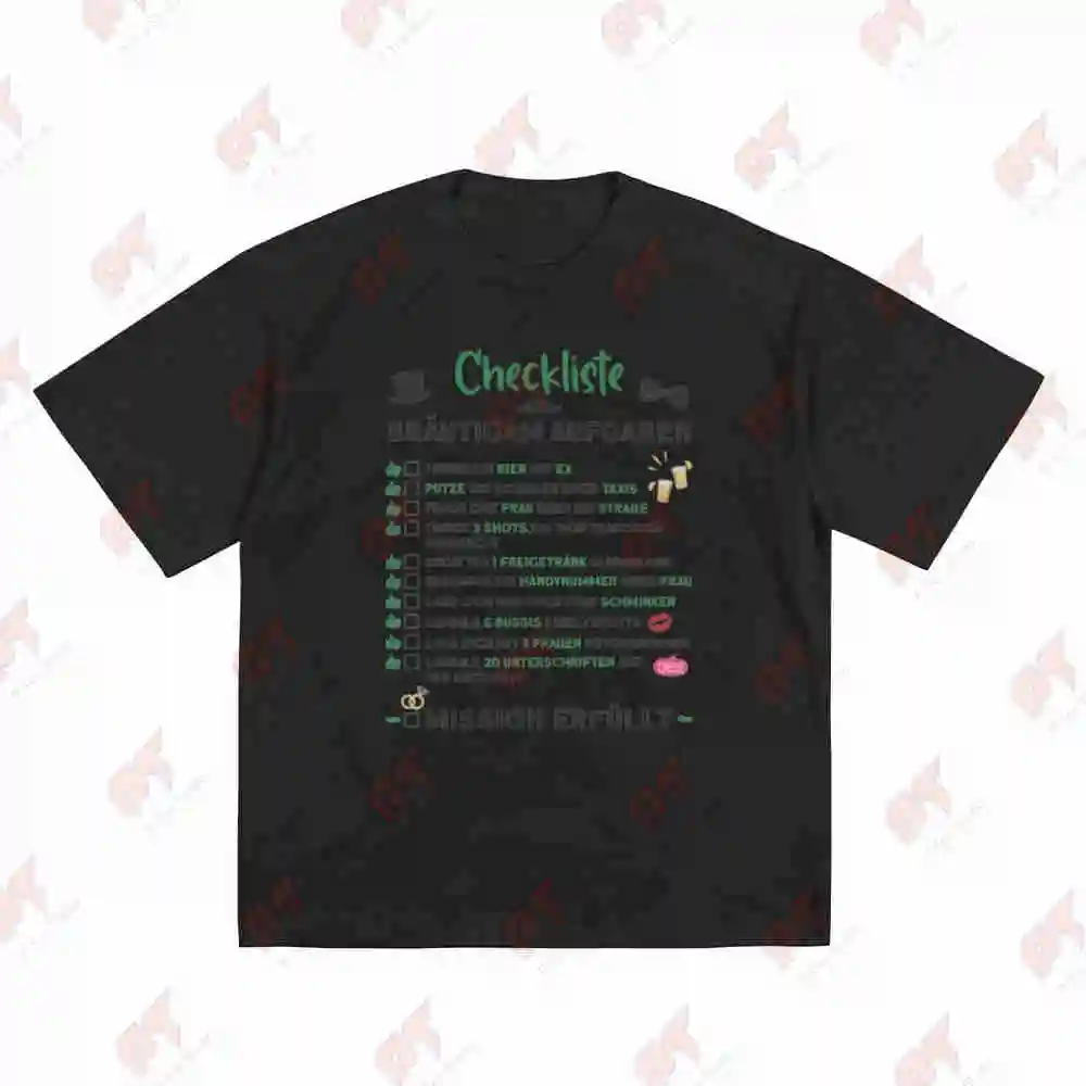 Groom Checklist Bachelor Party Short Sleeve Tee 100% Cotton T-Shirt