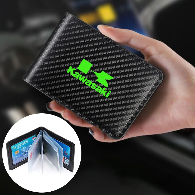Emblema do carro carteira portátil pequena carteira de couro mini bolsa cartão crédito para kawasaki monstro vulcan s z750 z900 ninja clássico 250