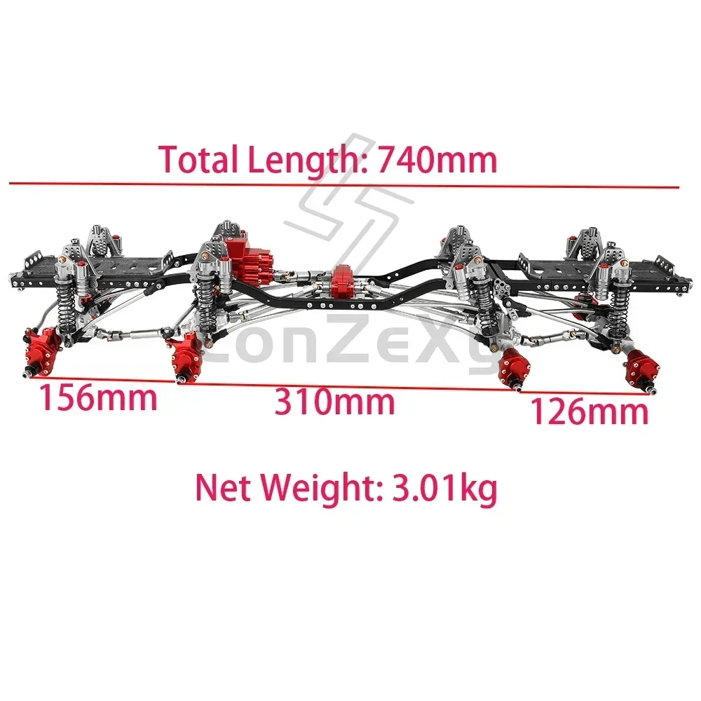 Metal Upgraded 8x8 RC Car Chassis Frame with Axles Prefixed Transmission Kit DIY for Axial SCX10 II 1/10 RC Crawler Car 4 Option