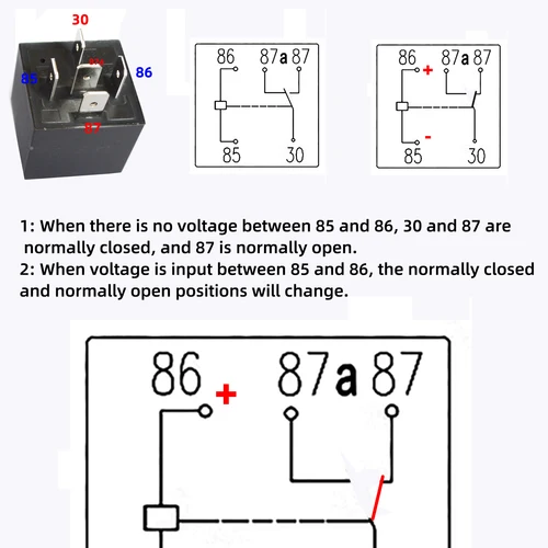 Imagen 2 del producto Relé automotriz de 5 uds., 12V o 24V, 5 pines, 40A, relé de coche con Terminal de cobre negro y rojo, enchufe de relé automático, Cable de arnés SPDT