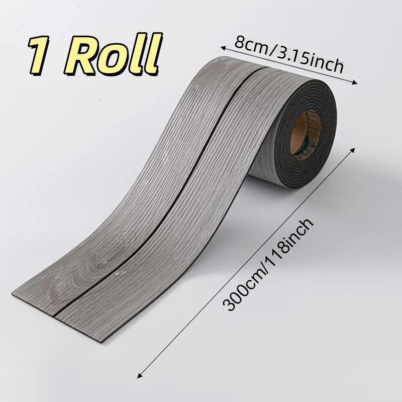 1 Roll 8cm High,Thickened Wood Grain Skirting Board,PVC Door and Window Frame Edge Decoration,Self-adhesive Thickened Threshold