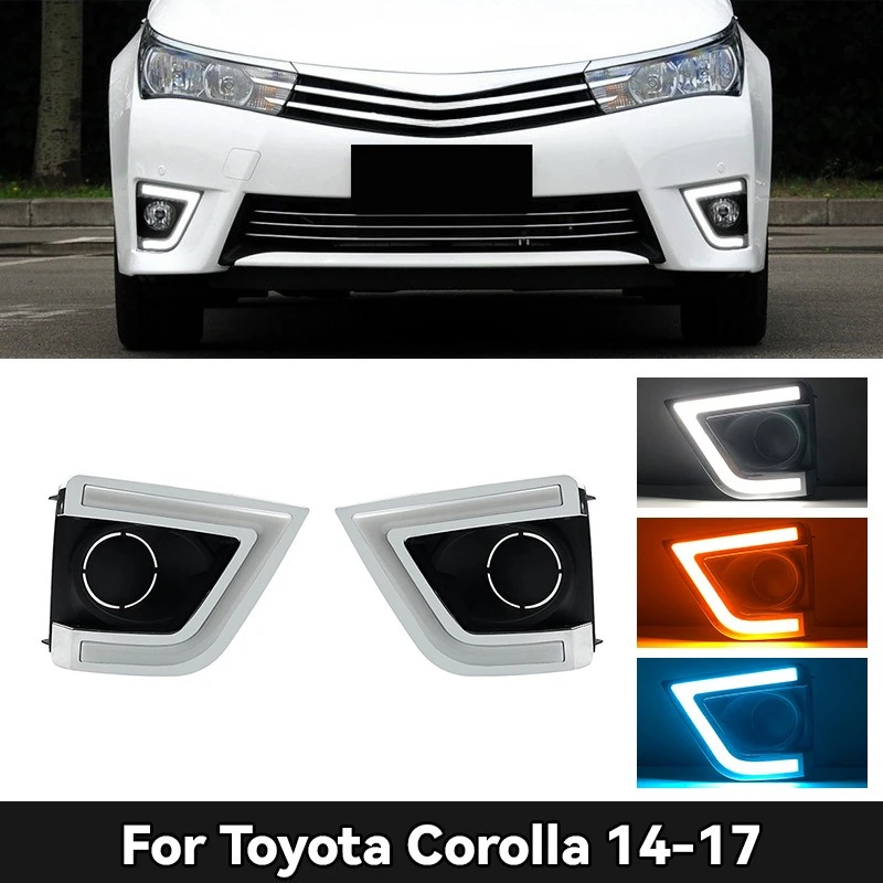 

Daytime Running Lights Daylight Fog lamp cover with turn signal Car LED DRL For Toyota Corolla 2014 2015 2016 2017