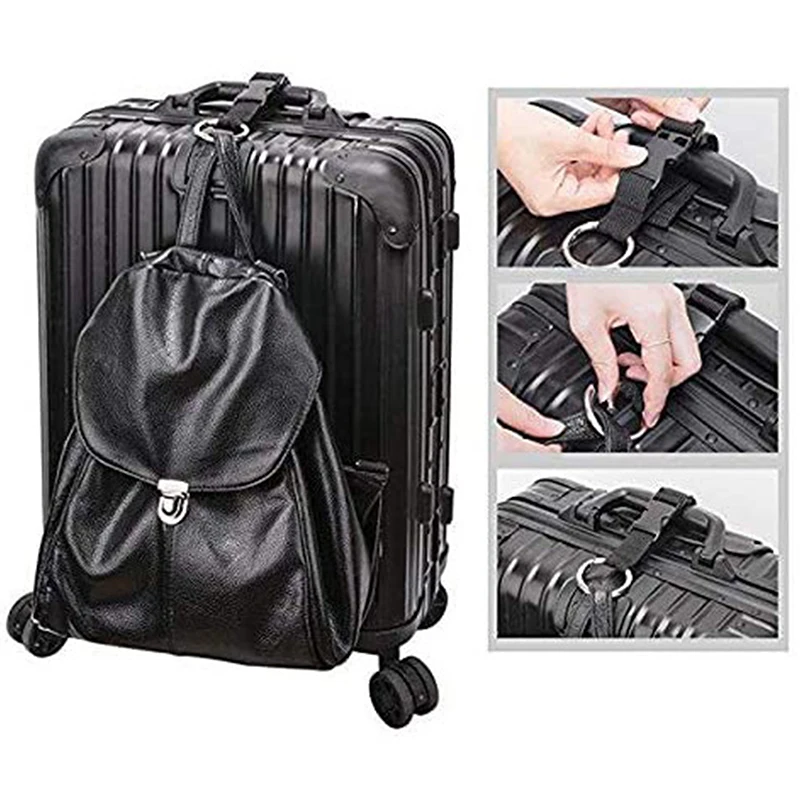 Portable Black Anti-theft Luggage Straps Suitcase Belts Holder Gripper Add Bag Handbag Clip Use To Carry