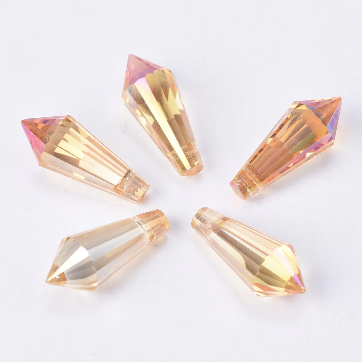 10pcs 11x20mm Teardrop Bicone Prism Faceted Crystal Glass Loose Crafts Pendants Beads for Jewelry Making DIY
