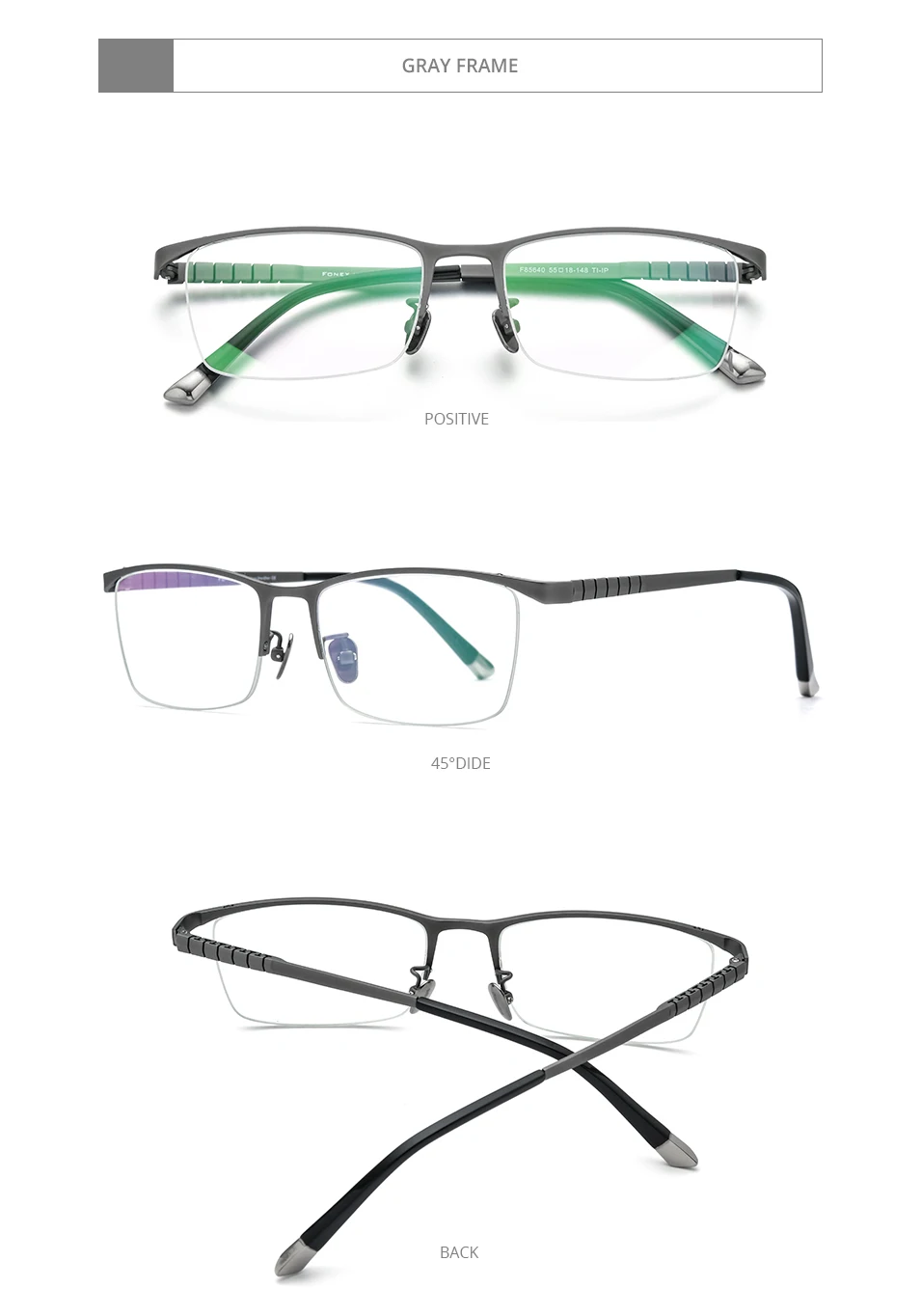 FONEX Brillengestell aus reinem Titan für Herren, neues Markendesign, quadratische Brillen, halbrandhalbrandlose japanische ultraleichte Brillen 85640 – Detail 11