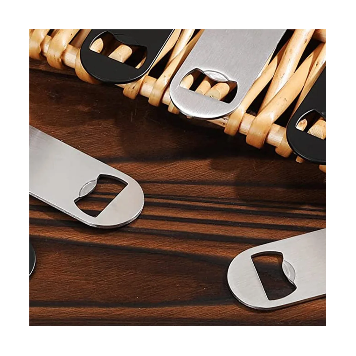 50 Pcs Stainless Steel Flat Bottle Opener Bartender Kitchen Bar Restaurant Tool, 3.5 X 1.3 Inches