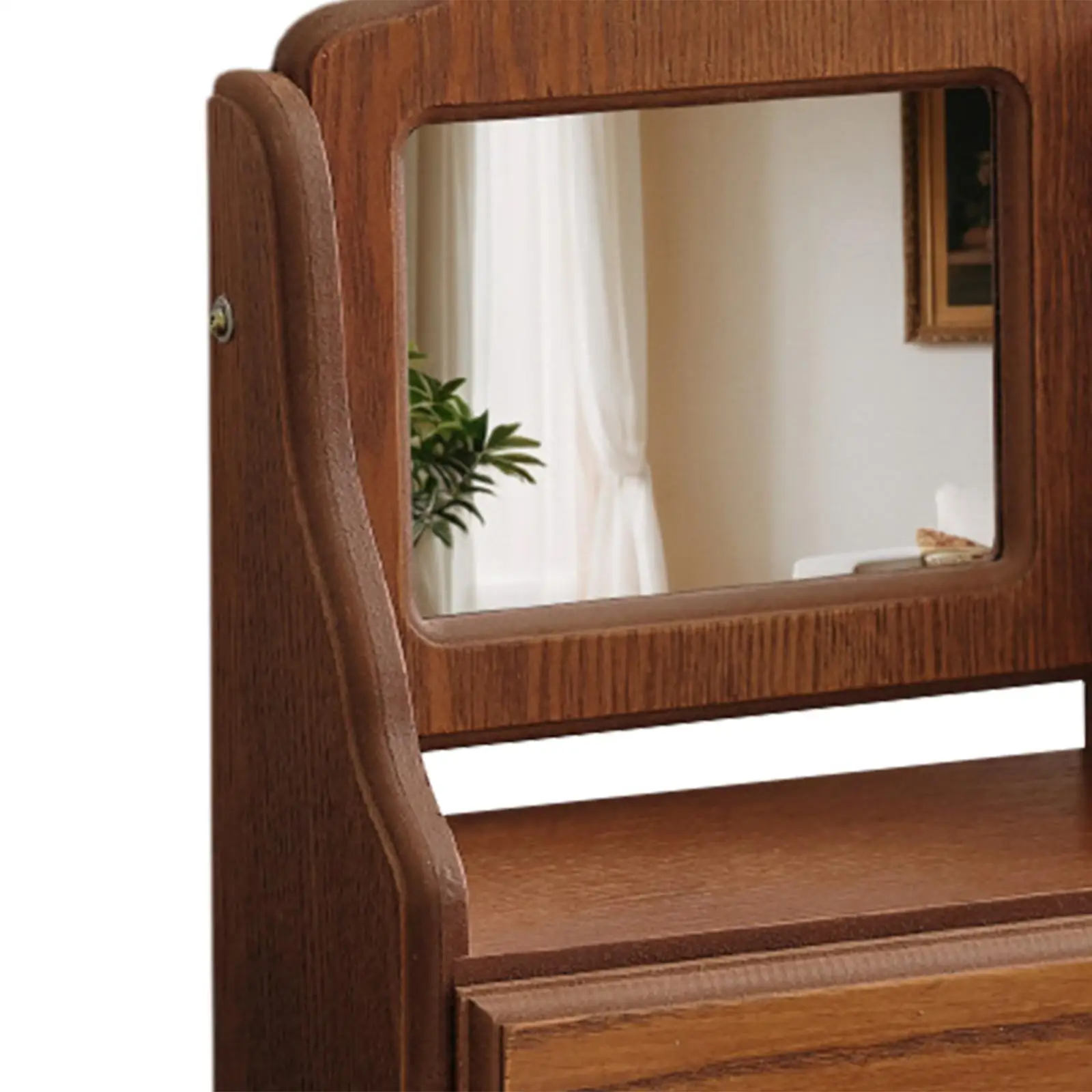 مرآة مكياج خشبية للمكتب ، مرآة تزيين أعلى الطاولة الخشبية ، مرآة خلع الملابس العتيقة ، مرآة سطح الطاولة لغرفة النوم