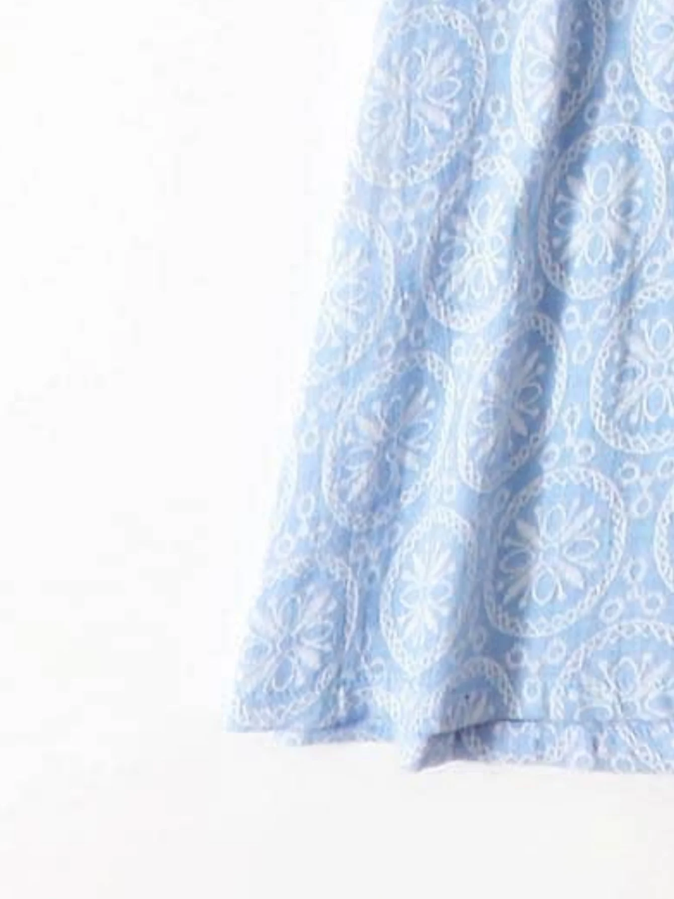 Girls\' summer fresh blue lace dress - cool sleeveless design, elegant patterned skirt