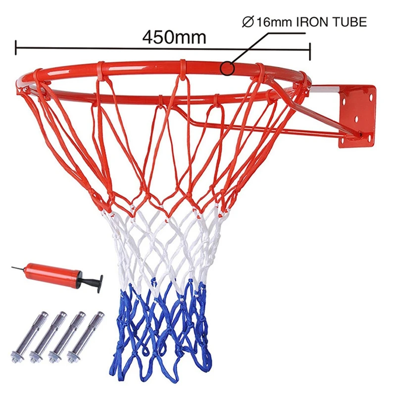 Cerceau de panier de basket-ball monté sur porte murale, jante de basket-ball, remplacement de but avec filet, panier de basket-ball standard de 18 po