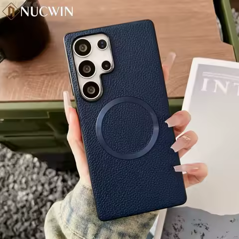 For Galaxy S25 Ultra Fabric Litchi Pattern Magsafe Case For Samsung S23 S24 S22 Ultra Plus A16 Magnetic Wireless Charger Cover