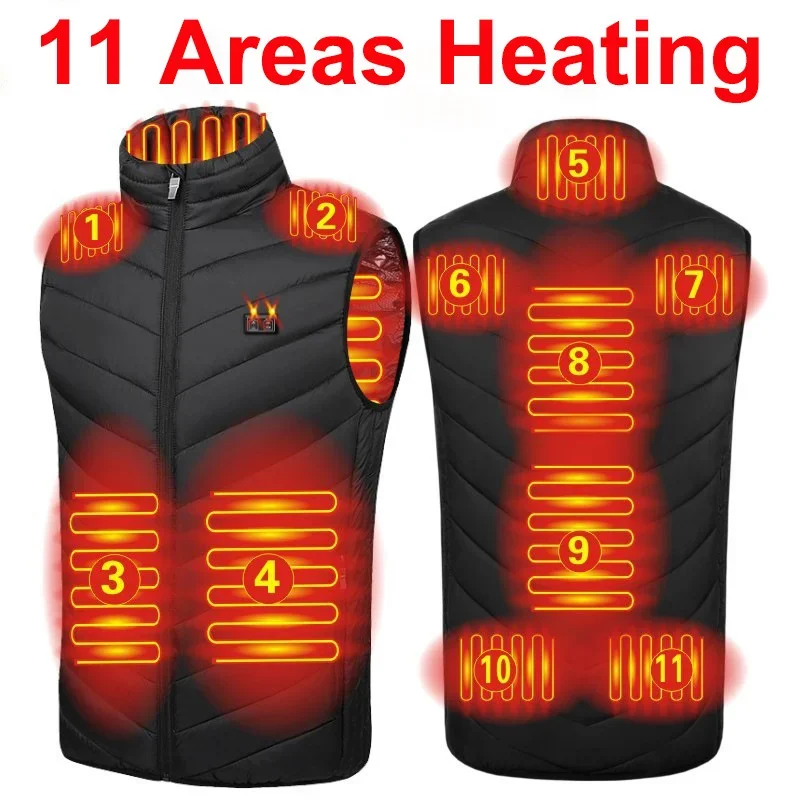 Imagem -02 - Colete Aquecido Elétrico Usb para Homens e Mulheres Colete Térmico Tático 13 a 11 Áreas Aquecidas Jaqueta de Inverno Body Warmer 6xl