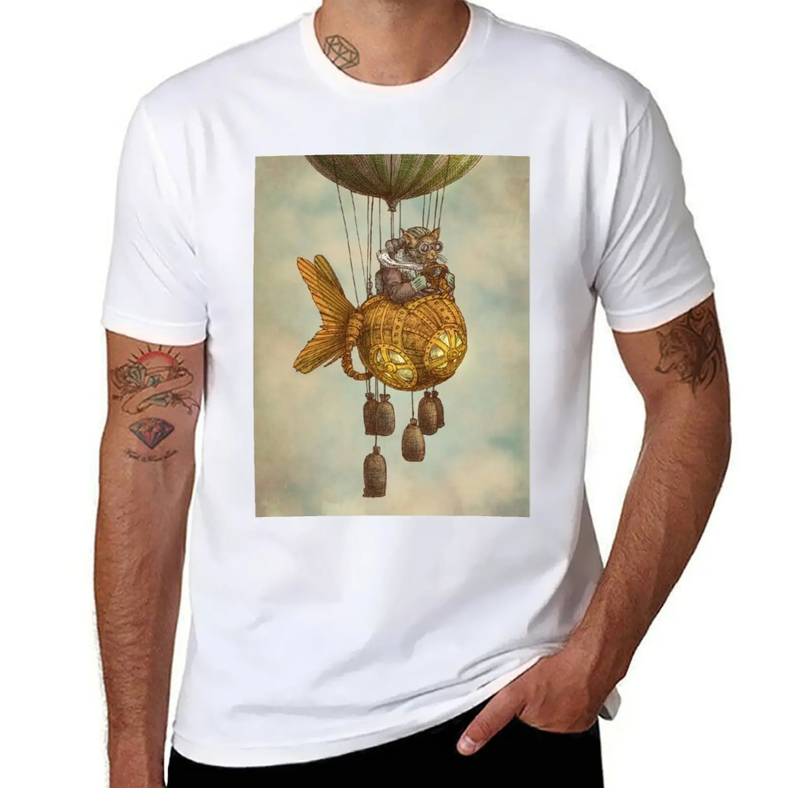 

Around the World in the Goldfish Flyer T-Shirt t shirt men 100% cotton luxury brand t shirts for man pack white T-Shirt