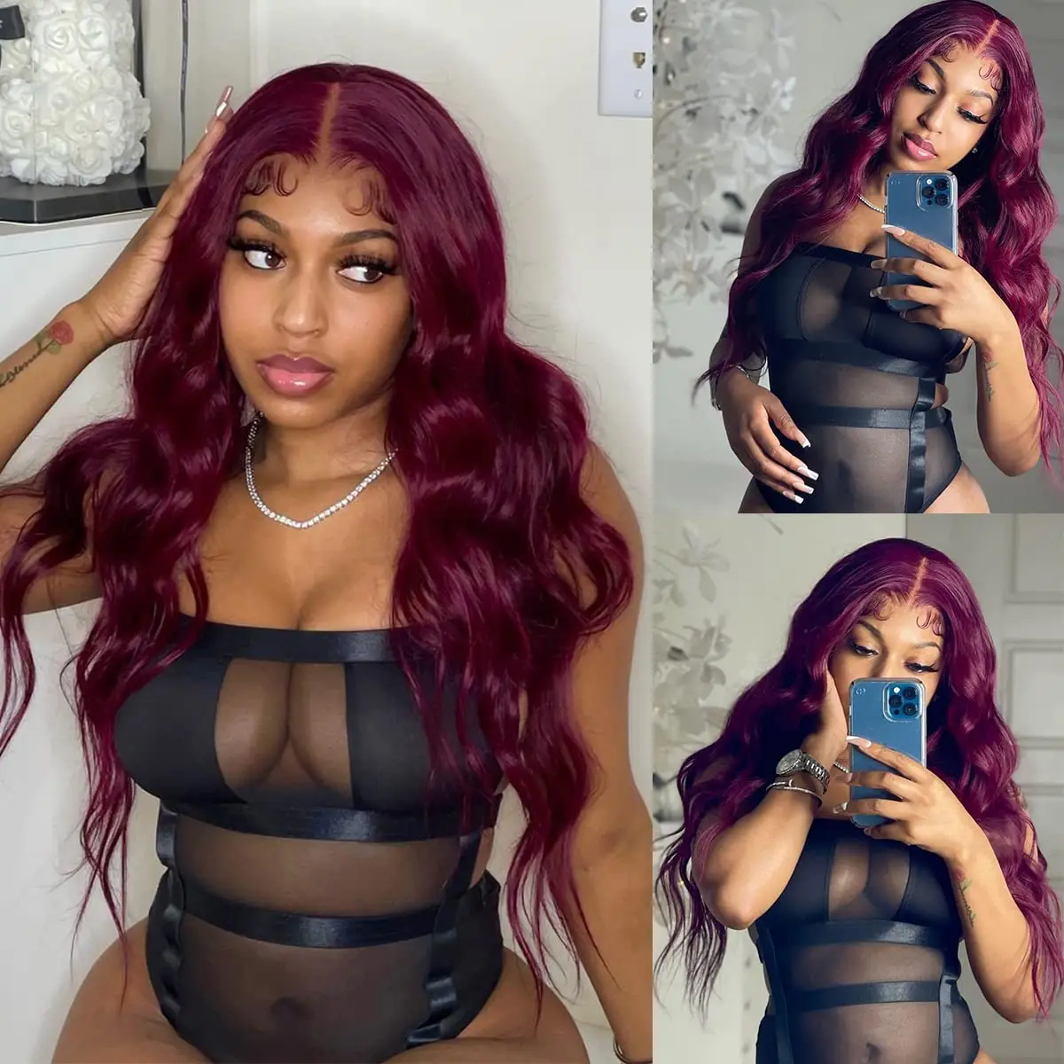 

Burgundy 99J Body Wave 13x4 Hd Lace Frontal Human Hair Wig Transparent Lace Front Wigs For Women Brazilian Red Colored Remy Wig