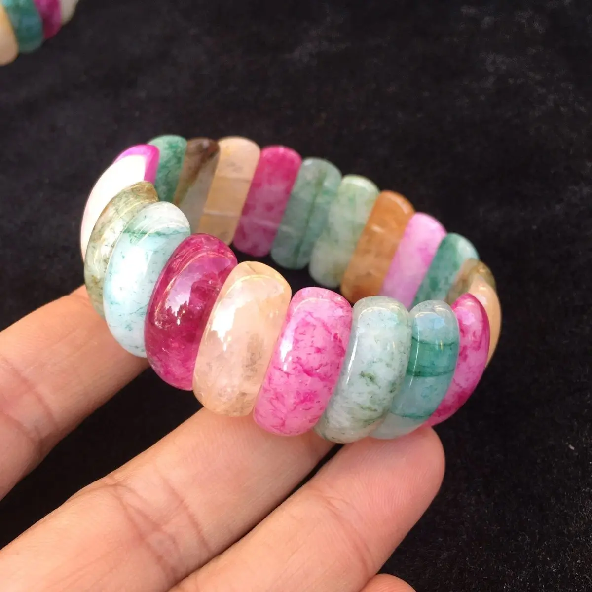 

Colorful jade bracelet, natural jade beads, adjustable ring, rich colors, can be worn by both men and women