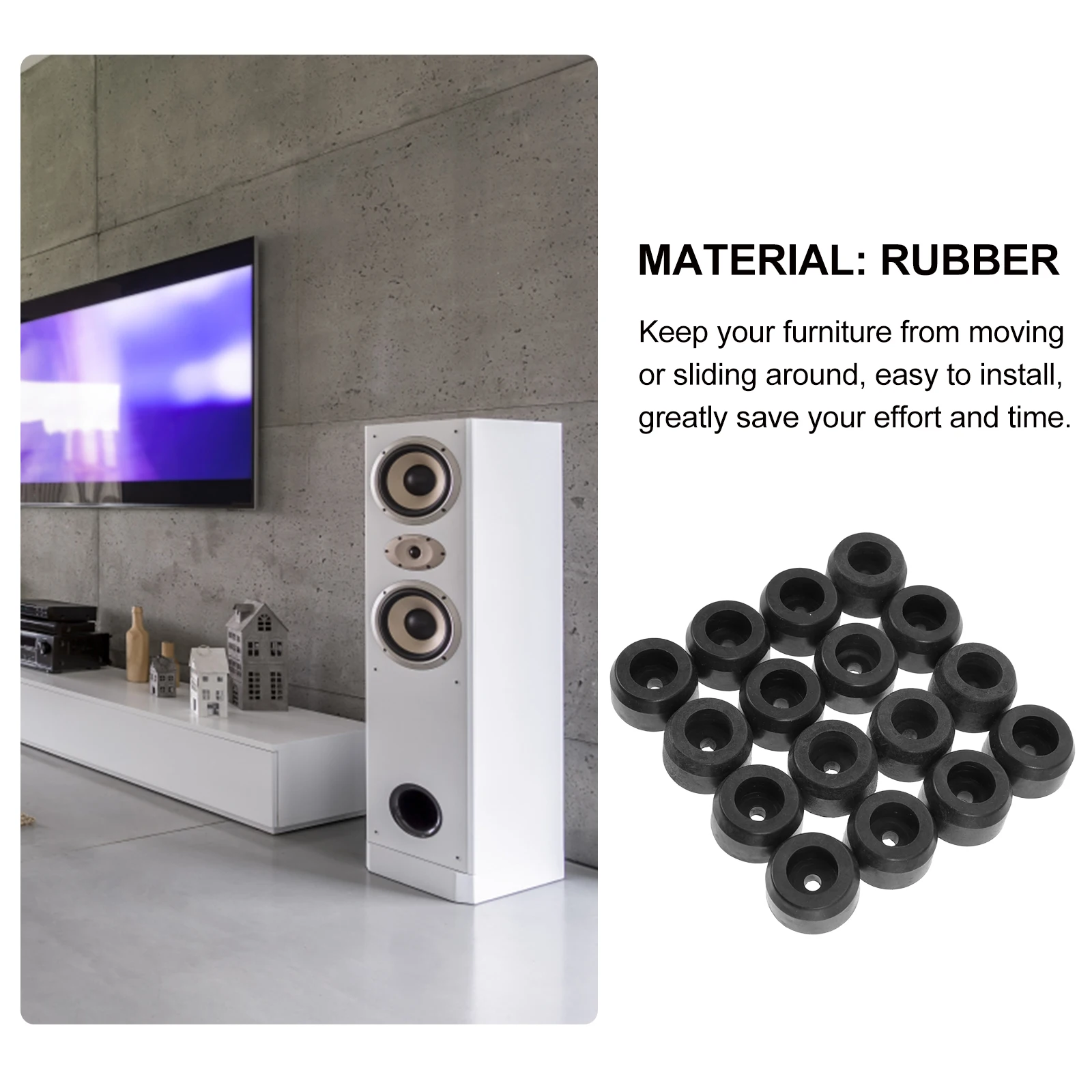 

16Pcs Anti Vibration Foot Pads Heavy Duty Rubber Bumpers for Speaker Amplifier Cabinet Furniture Table Legs Shock Absorbing Non