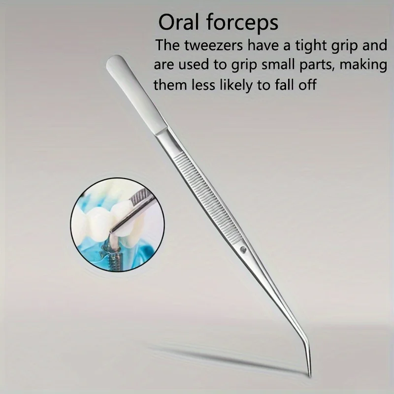 1/5/10 قطعة مجموعة ملاقط من الفولاذ المقاوم للصدأ الدقيقة ، ملاقط من الفولاذ المقاوم للصدأ متعددة الوظائف مع أطراف مسننة منحنية أدوات طب الأسنان