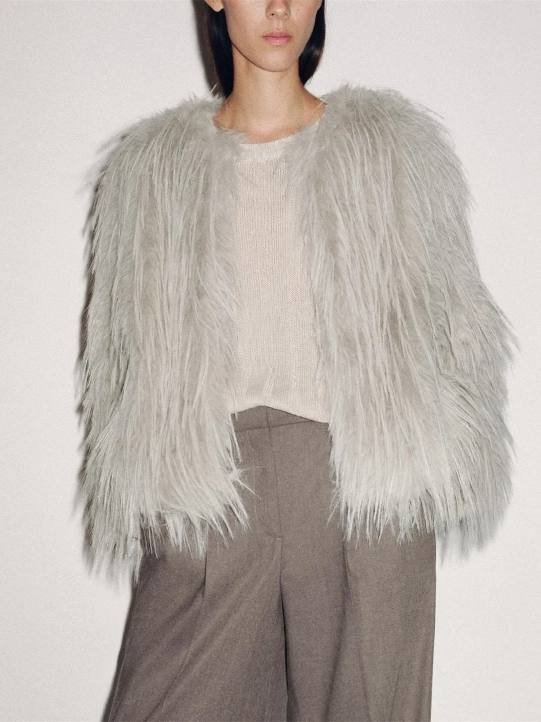 Simples foitável efeito de pele artificial casaco feminino premium sensação outono novo sle longo sve redondo ne outerwear