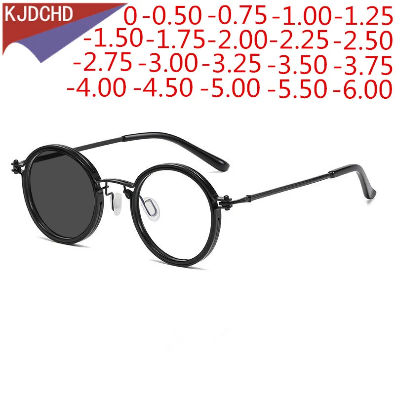 

Titanium Alloy Photochromic Myopia Eyeglasses Women Men Prescription Spectacles Eyewear -0.5 -0.75 -1.0 -1.25 -1.5 To -6.0