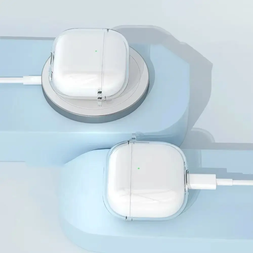 Coque de protection transparente en TPU souple avec crochet, coque transparente antichoc, coque anti-rayures pour AirPods 4