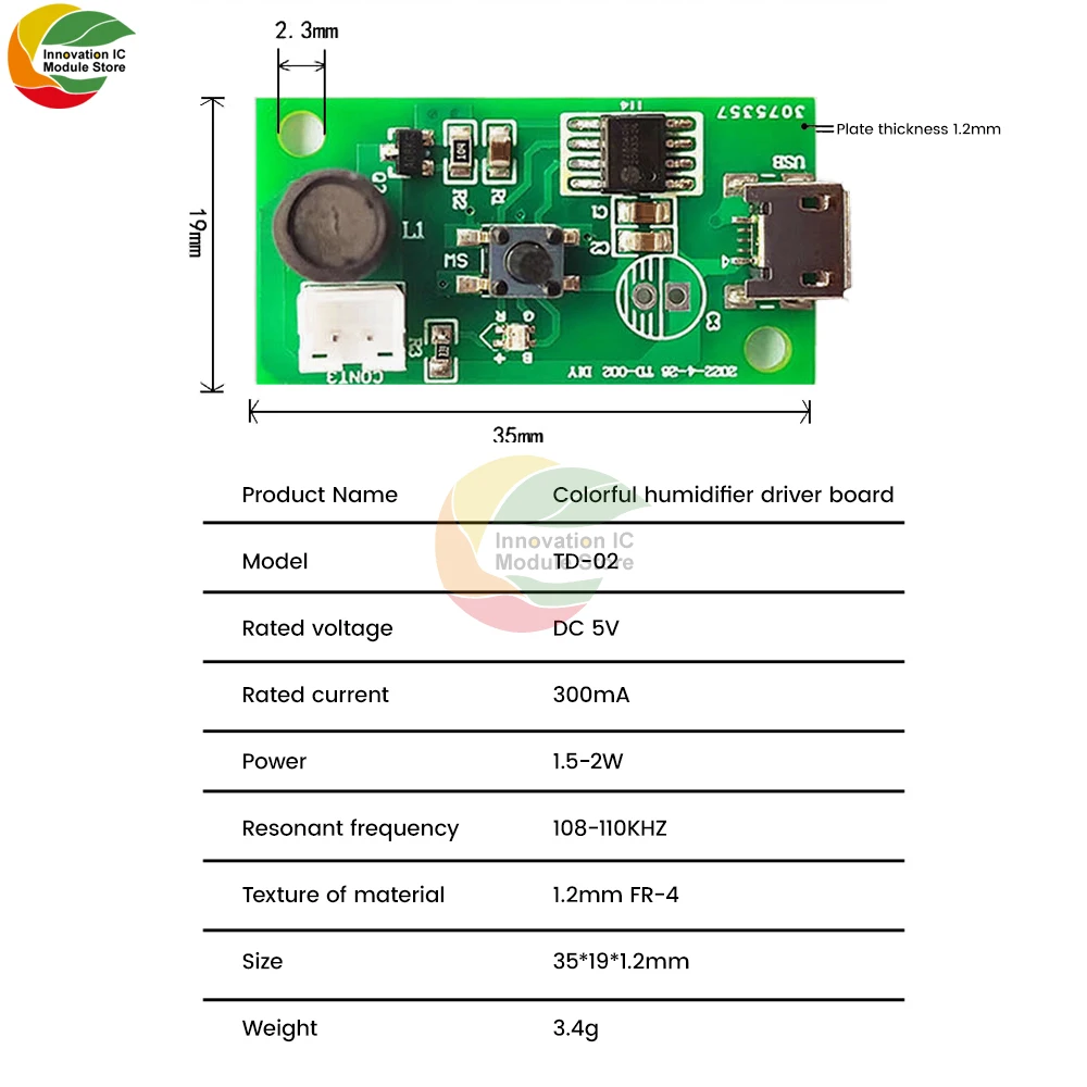Ultrasonic Atomization Maker 20mm 113KHz Mist Atomizer DIY Humidifier with PCB DC3-12V Mini USB Humidifier Module