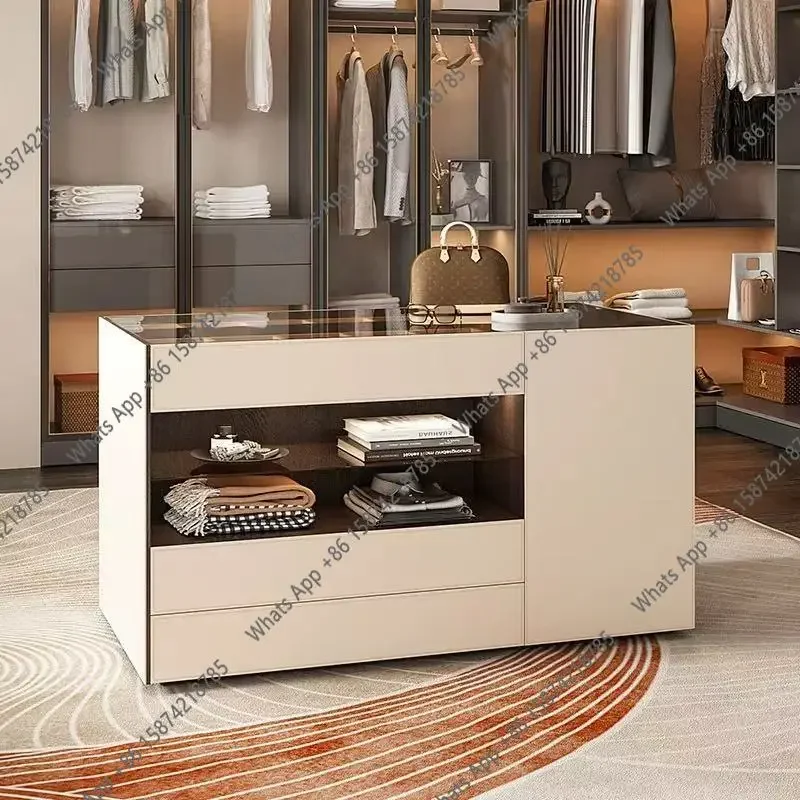 

X J Italian Minimalist Wardrobe Island Cabinet Bedroom Dressing Table Chest Of Drawers All-in-one