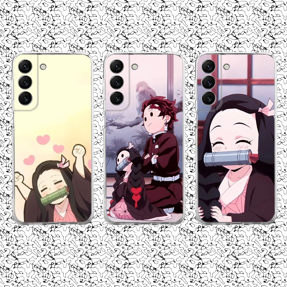 Cute N-Nezuko K-Kamado Phone Case Silicone For Samsung S30,S23,21,22,20 Ultra,S20 FE lite,S10,9,PIus Note20ultra Cover Clear