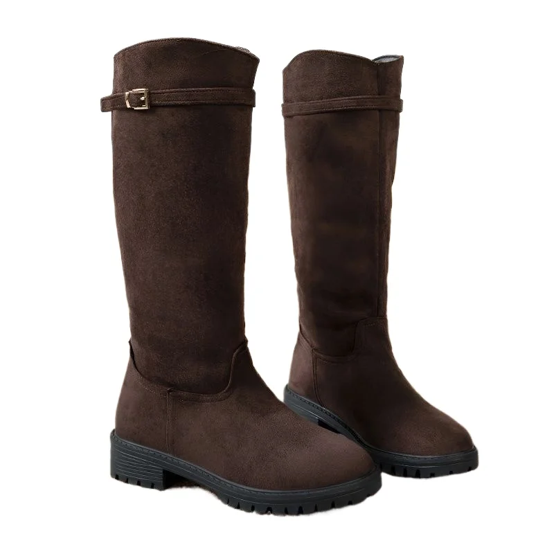 Women's New Autumn Winter Western Style Long-thigh Boots Heightened Comfort Retro Warm Fashion Boots Flat Shoes Plus Size 36-43