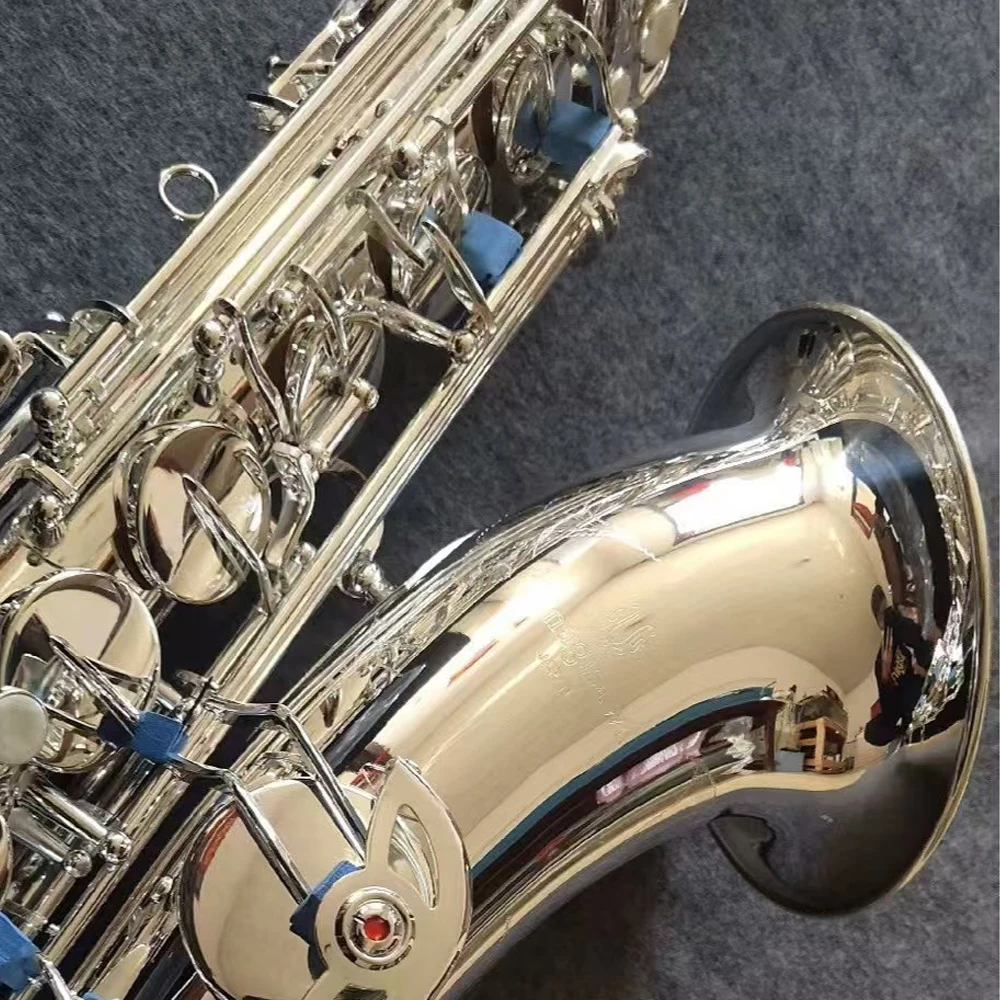 Saxophone T-w037 B-flat tenor saxophone Brass nickel-plated silver double-ribbed jazz instrument with accessories