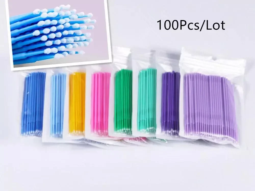 100 PCS/Pack Microbrushes for Eyelash Extension Makeup Brushes Swab Disposable Individual Applicators Mascara Eyelashes Brushes