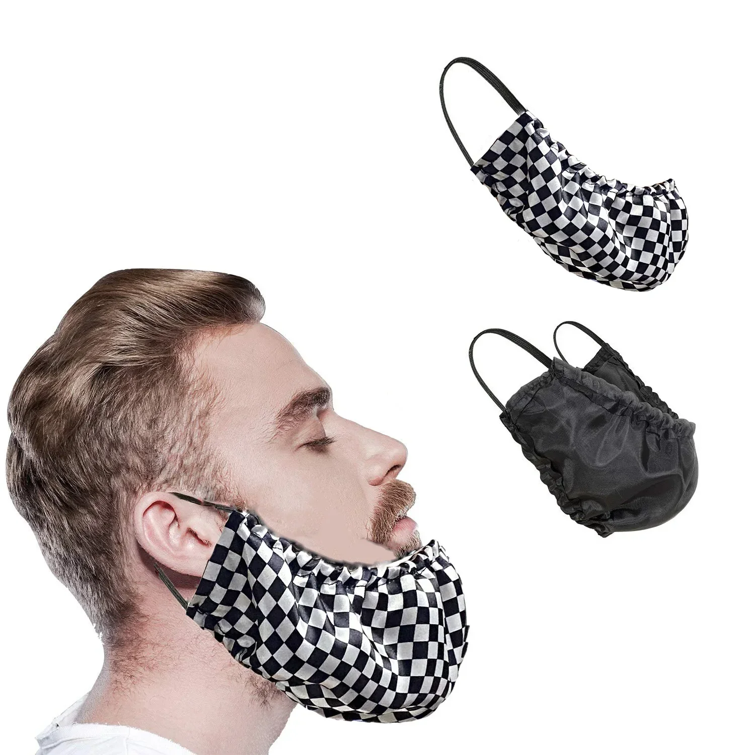 Men Fidelis Beard Bandana Black with Laundry Storage Bag Beard Bib Bonnet Facial Apron Caps Beard Guard Cover