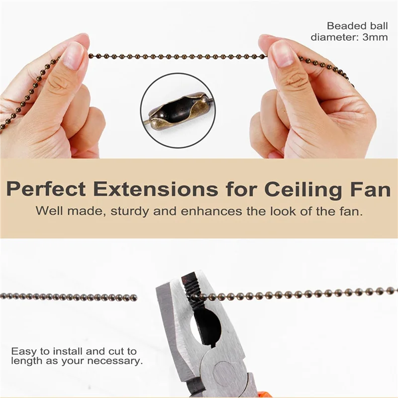 TKOH-8 Pack Bronzed Ceiling Fan Pull Chain Extension, Classic Drop Shaped Pendant Pull Chains For Ceiling Fans And Lights
