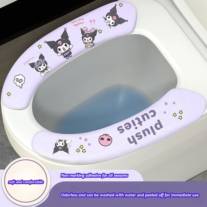 Nieuwe mode toiletkussen Sanrio Cartoon My Melody Kuromi HelloKitty toiletsticker vier universele huishoudelijke producten toiletpad