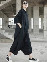 [EAM] Women Personality Big Size Jumpsuit Loose Fit New High Waist Pocket Stitch Pants Fashion Tide Spring Autumn 2026 YA116 - Image 2