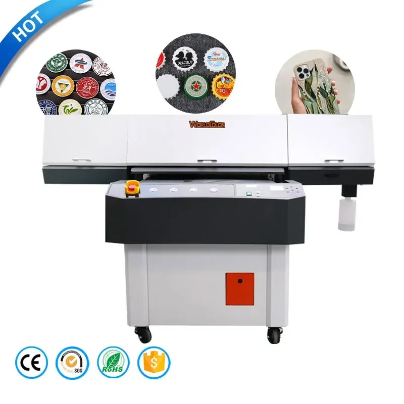 9060 Camera Scanning Flatbed UV Printer 3 Heads Eps I3200 UV Printer With Self Positioning Double Side UV DTF Sticker Print