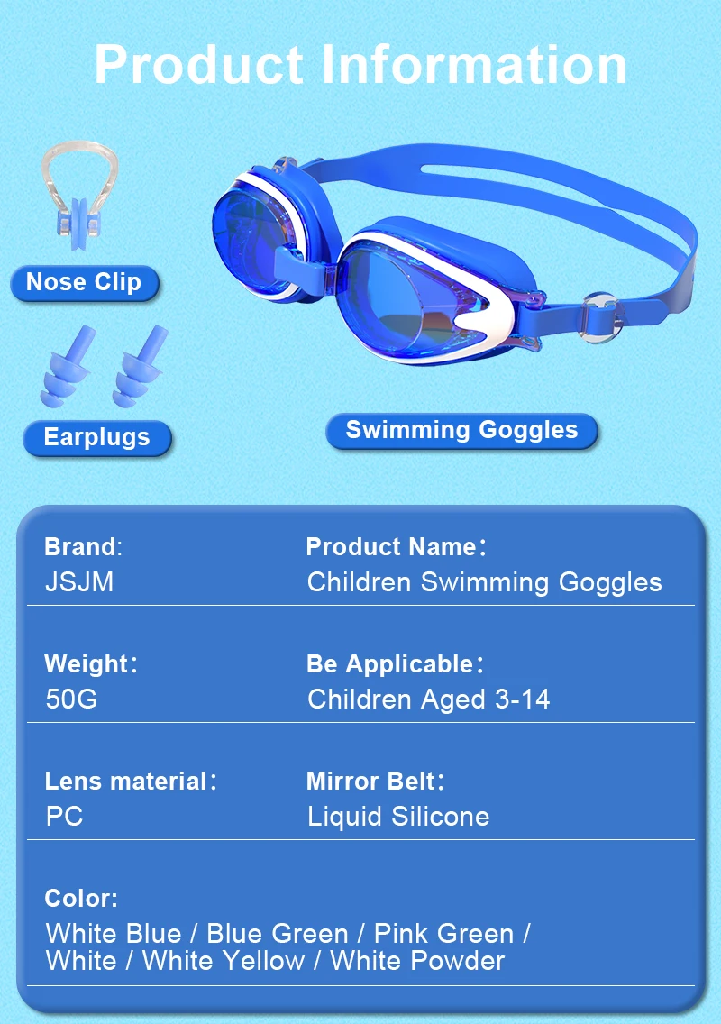 JSJM Professionelle Kinder-Schwimmbrille, beschlagfrei, UV-Schutz, wasserdichte Silikon-Schwimmbrille für Jungen und Mädchen, Schwimmbrille, Geschenk – Detail 8