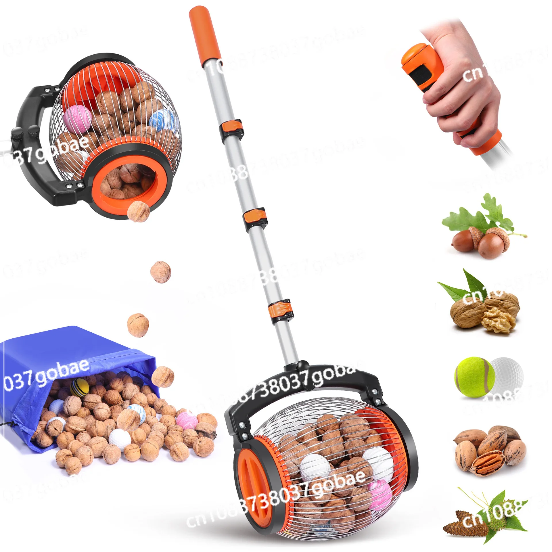 

Rolling adjustable retractable tennis table tennis ball pickup tool