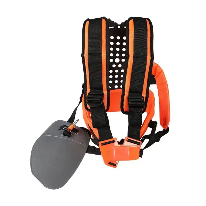 ABUI-Universal Adjustable Padded Trimmer Shoulder Strap Double Shoulder Weed Eater Brush Harness For String Trimmer Orange