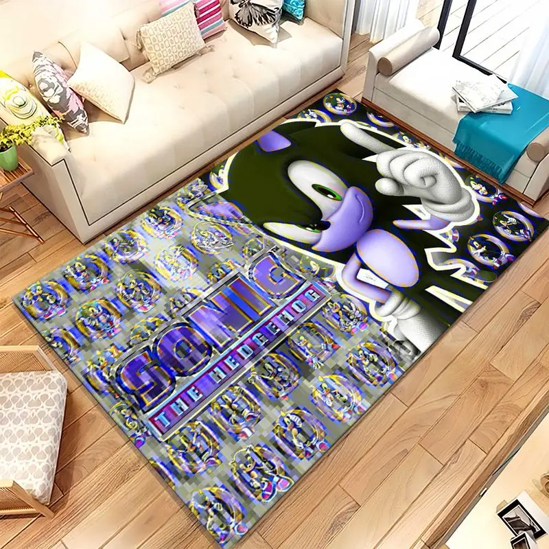 Cartoon S-Sonic Rings K-Knuckles Game Soft Non-Slip Area Rug for Living Room,Bedroom Playroom Carpet Mat for Sofa,Home Decor
