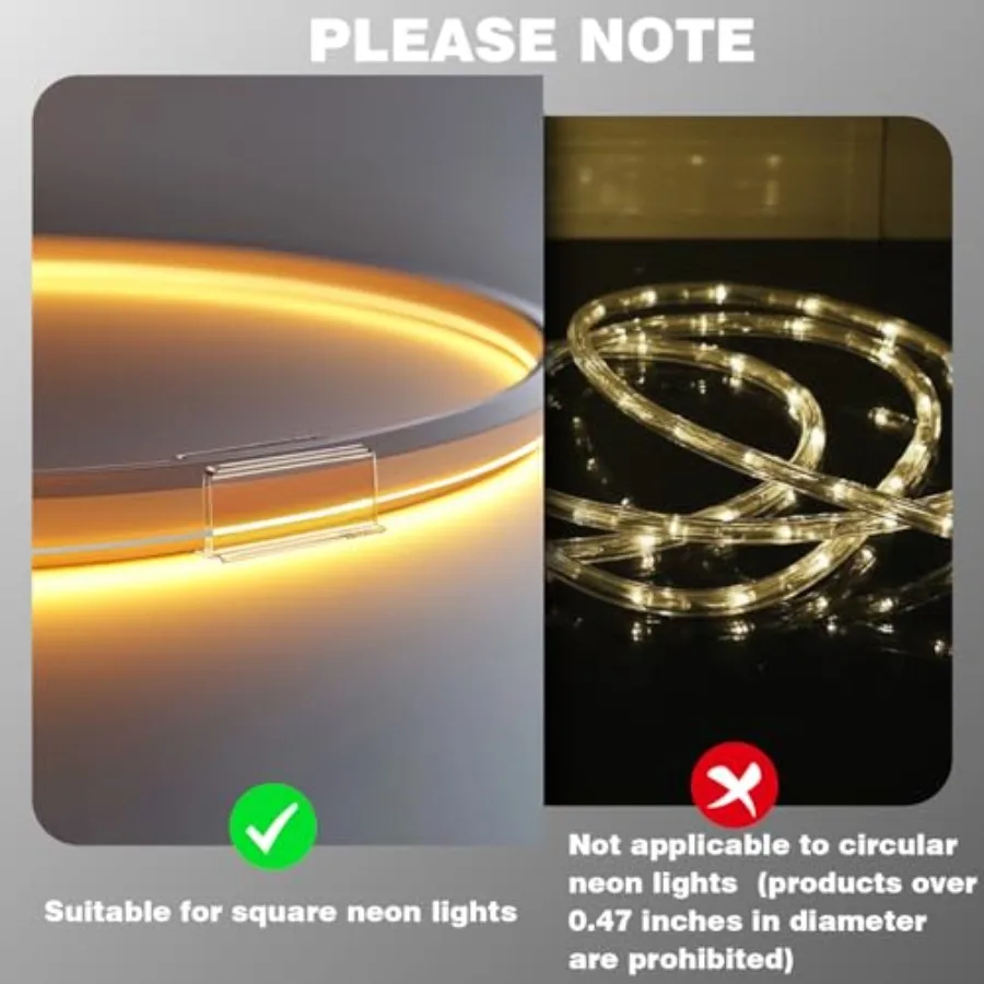 Neon Rope Light Clips Mounting - Pcs Clear Waterproof LED Strip Clip Brackets - Adhesive Wall Mount Holder for Govee and Other