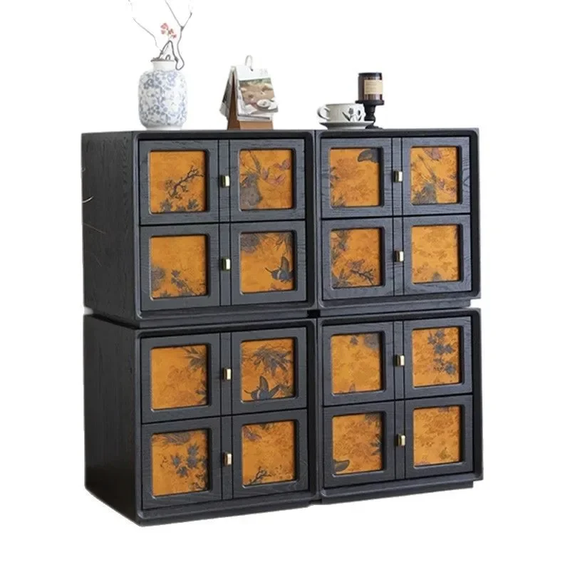 Retro fragrant cloud yarn chest TV cabinet Solid wood module combination Carmen cabinet Medieval bedside t