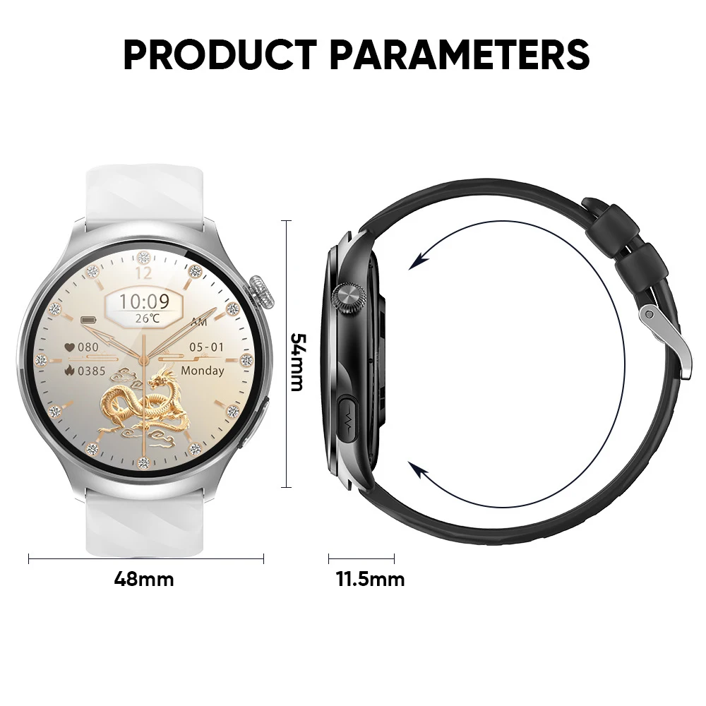 1.56' AMOLED Screen Heart Rate Blue Tooth Call Smartwatch Waterproof Sports Custom Dial SOS Smart Watch Men Health Monitoring