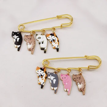 크리 에이 티브 고양이 에나멜 핀 귀여운 고양이 고양이 유방 핀 흑백 오렌지 그레이 핑크 고양이 유방 핀 옷깃 배지 동물 쥬얼리