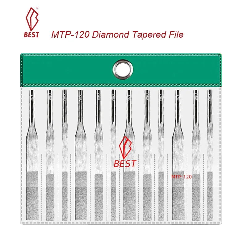 12PCS/SET BEST Diamond Tapered Hand File set MTP-120 Alloy Diamond machine file reciprocating mechanical file for mold polishing