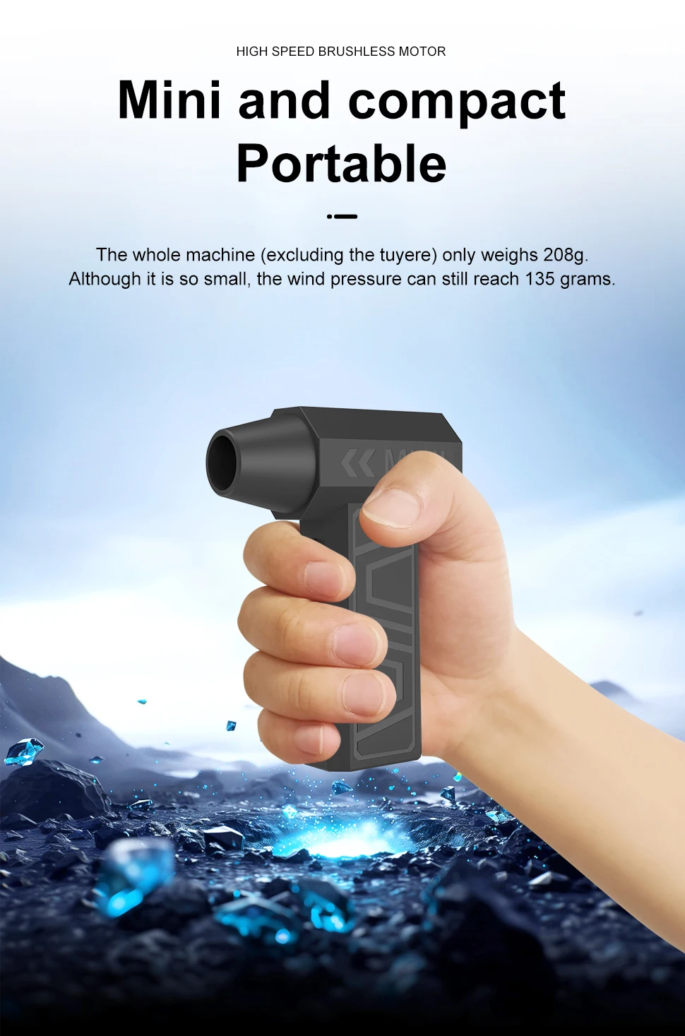 Turbo Jet Fan High Speed Vakuum Mini Elektrische Air Duster Wiederaufladbare Reiniger für PC Tastatur Auto Staub Schnee Blatt Gebläse 4-gang – Detail 7