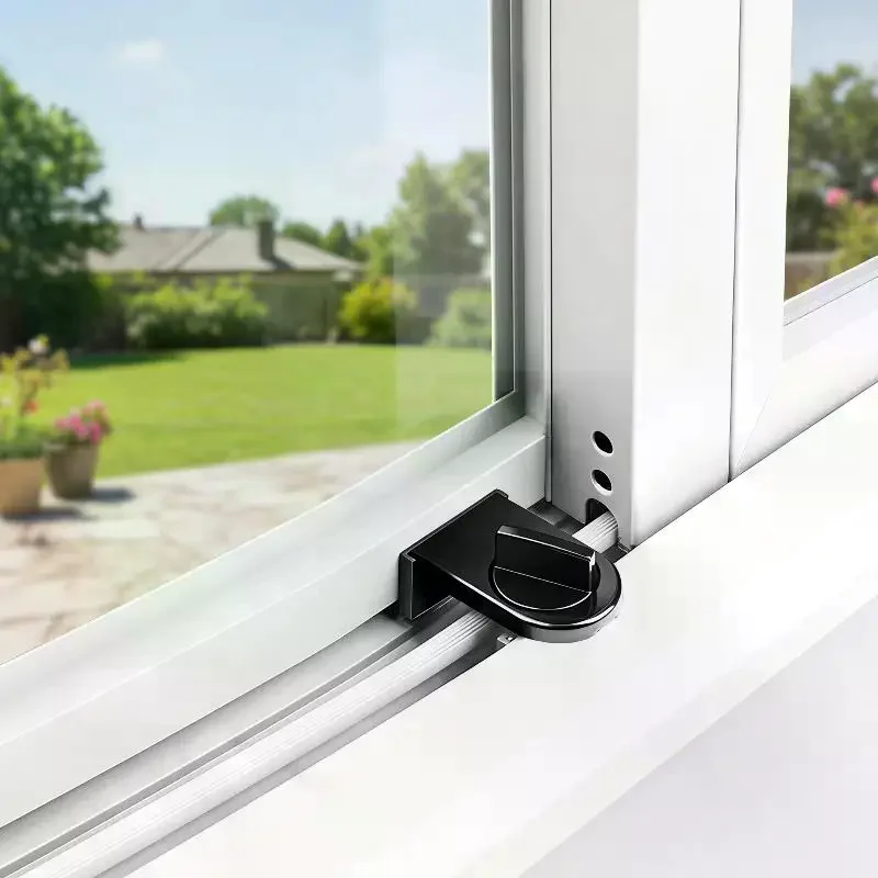 Aluminum Alloy Sliding Door and Window Lock Latch Anti-theft Anti-pinch Safety Lock Child and Pet Protection Bidirectional Fixer