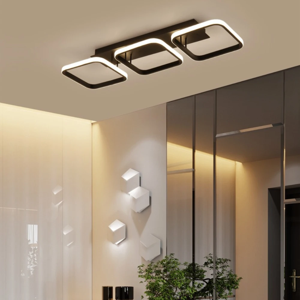 Modern LED Ceiling Light Black Aluminum Ceiling Lamp For Living Room Bedroom Office Hotel Interior Home Decor Ceiling Lighting