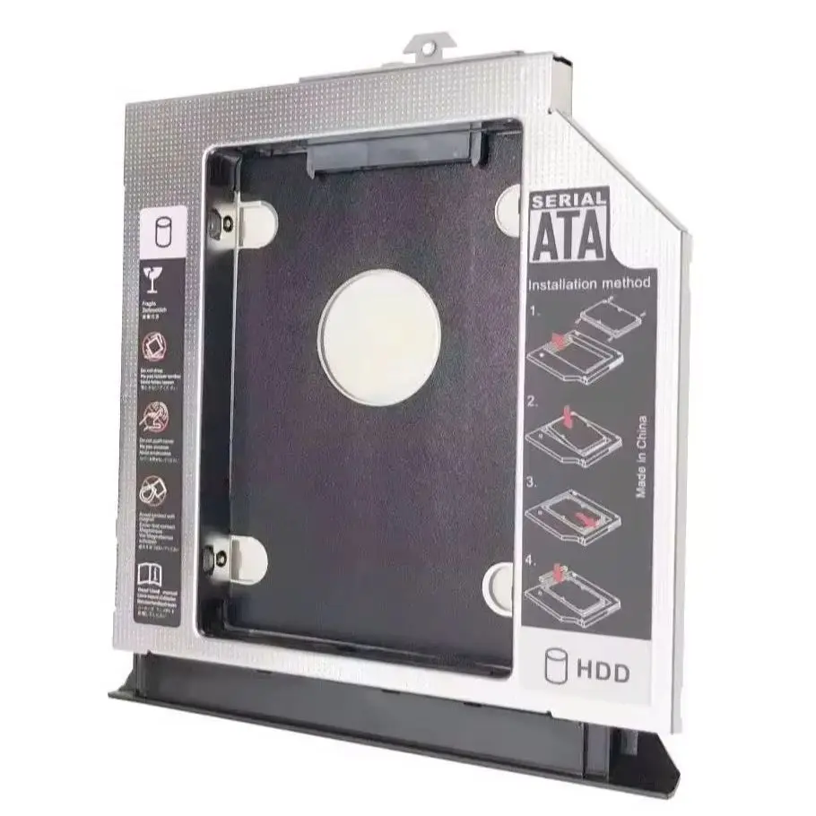 Carcasa de bahía óptica con bisel frontal compatible para segundo disco duro SATA 2.5 HDD para HP ProBook 6460b 6465b 6470b 6475b