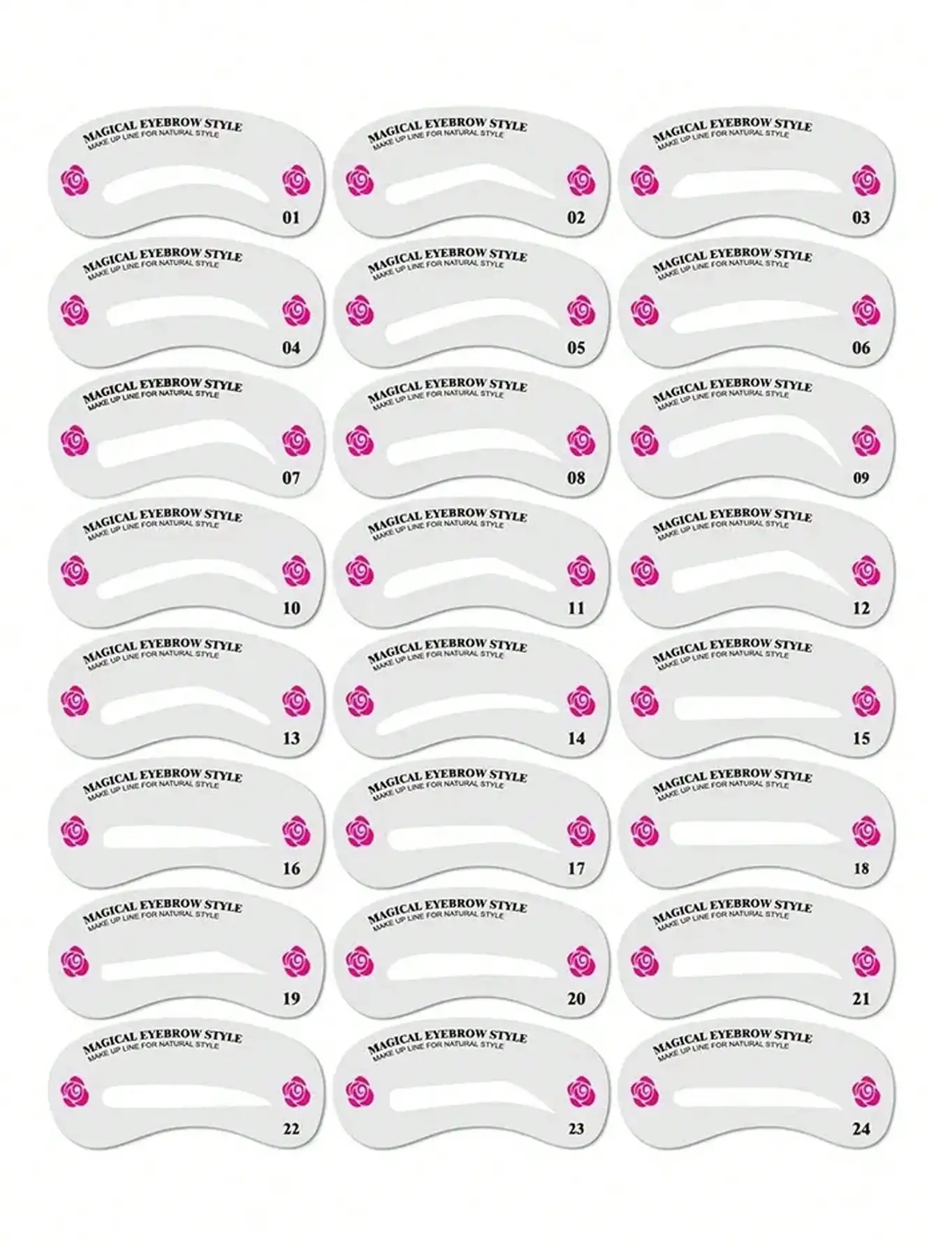 24-stijlen wenkbrauwvormende sjabloonkaart Vrouwelijke schoonheidspak voor perfecte make-uptoepassing en schoonheidsmodellering